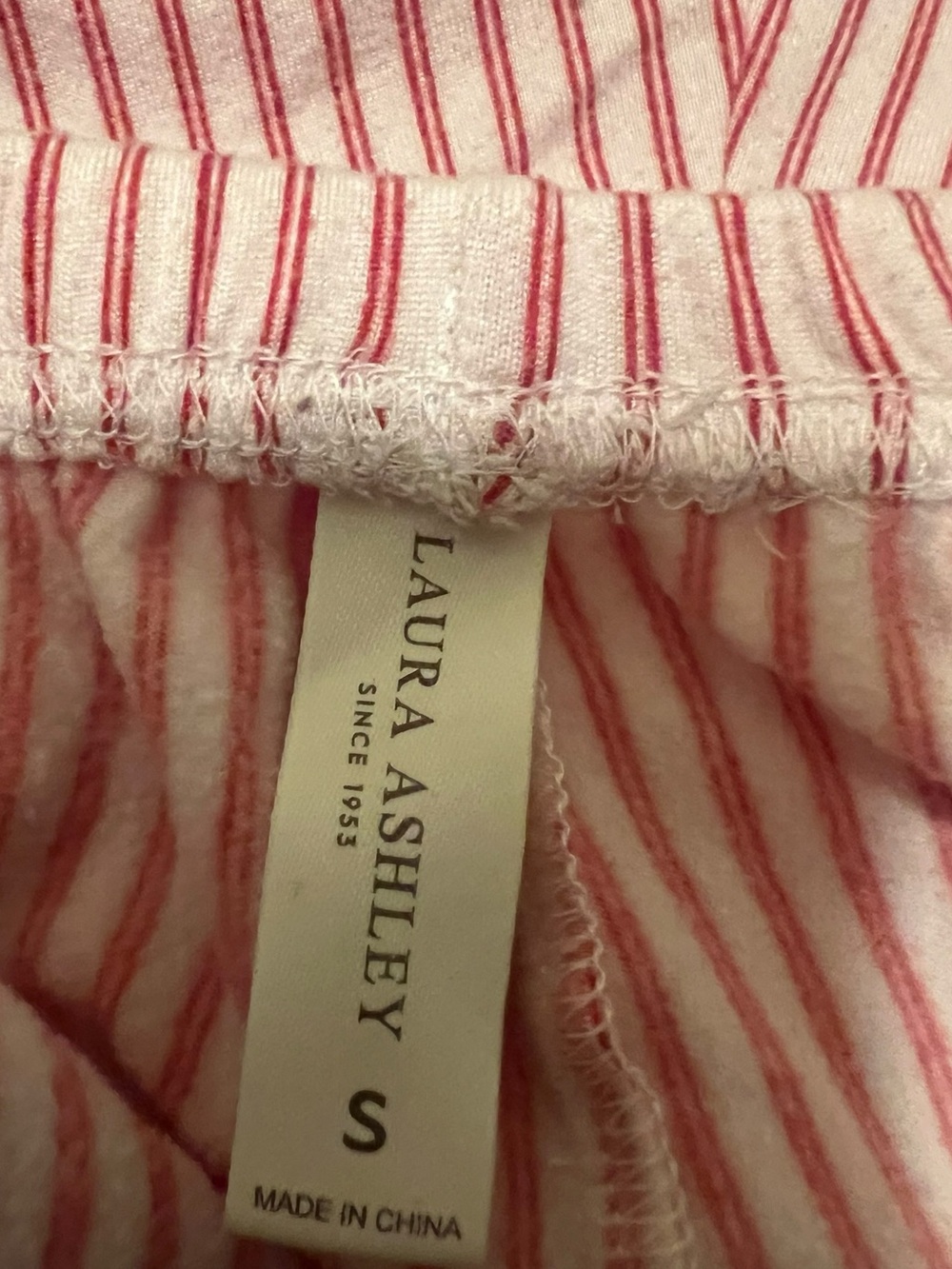 Laura Ashley Red White Stripe Pajama Set Small Bow, Christmas, Valentines - Picture 2 of 3